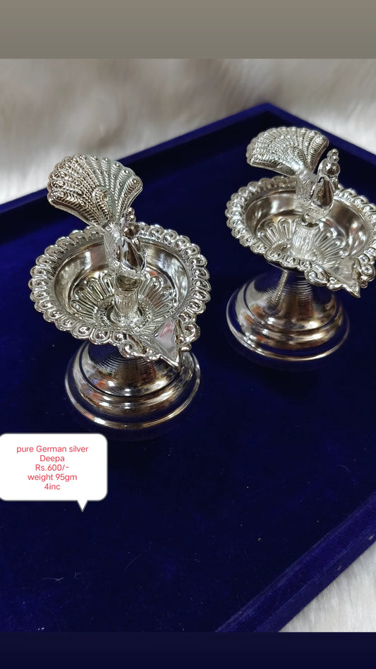 Pure German Silver Peacock Deepa