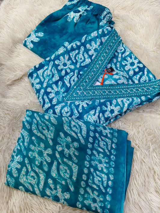 Sky blue  Cotton sets with duppata