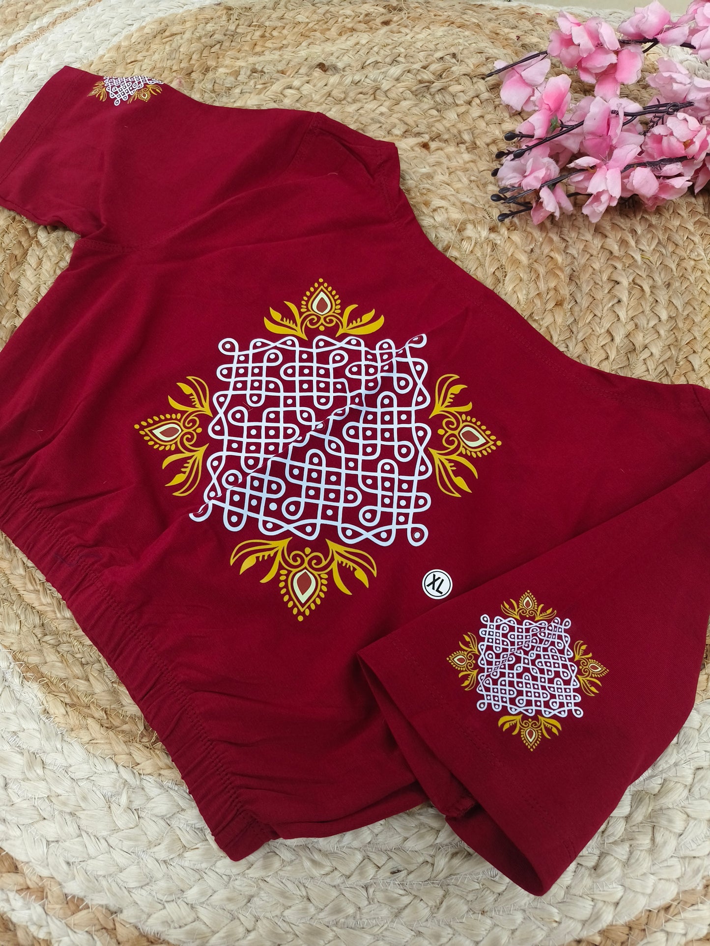 Maroon Stretchable blouse with unique printed design
