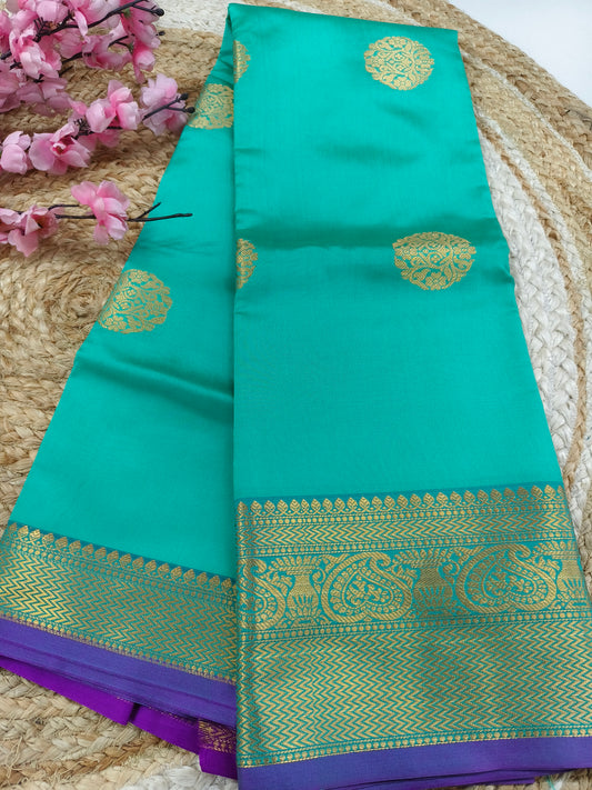 Blue Semi kanchi silk saree