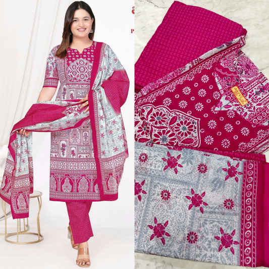 Pink With White Aarvi Pure Cotton Suit