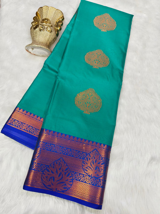 Rama blue Semi silk saree