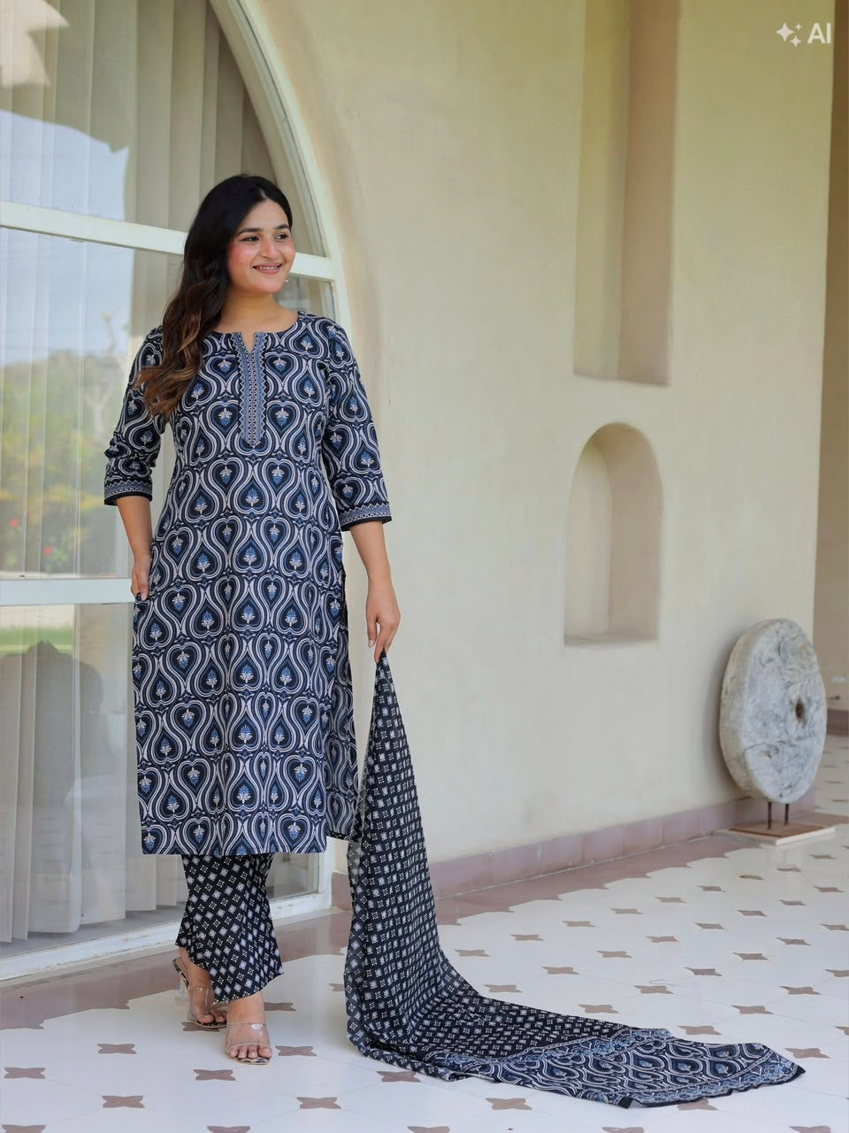 Indigo Blue Aarvi Pure Cotton Suit