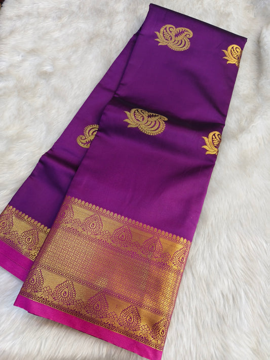 Violet Semi kanchi silk saree