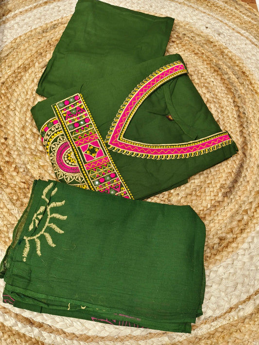 Green Eelgent Pure cotton A-line suits