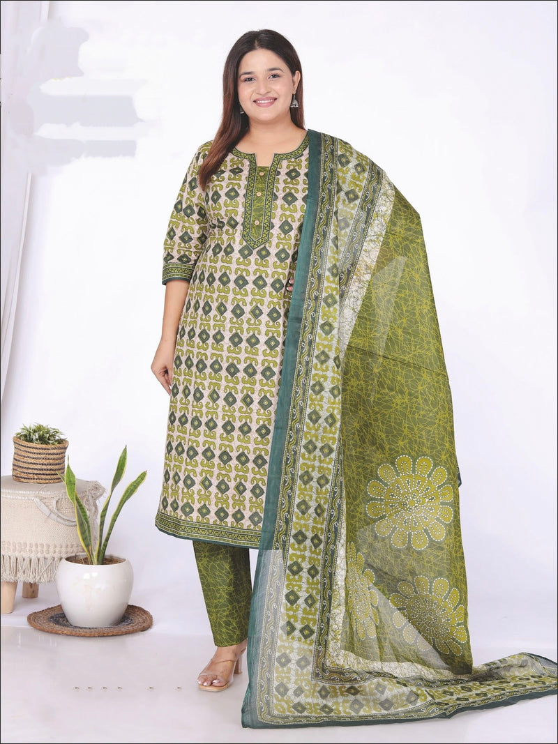 Leaf Green Cotton sets with duppata