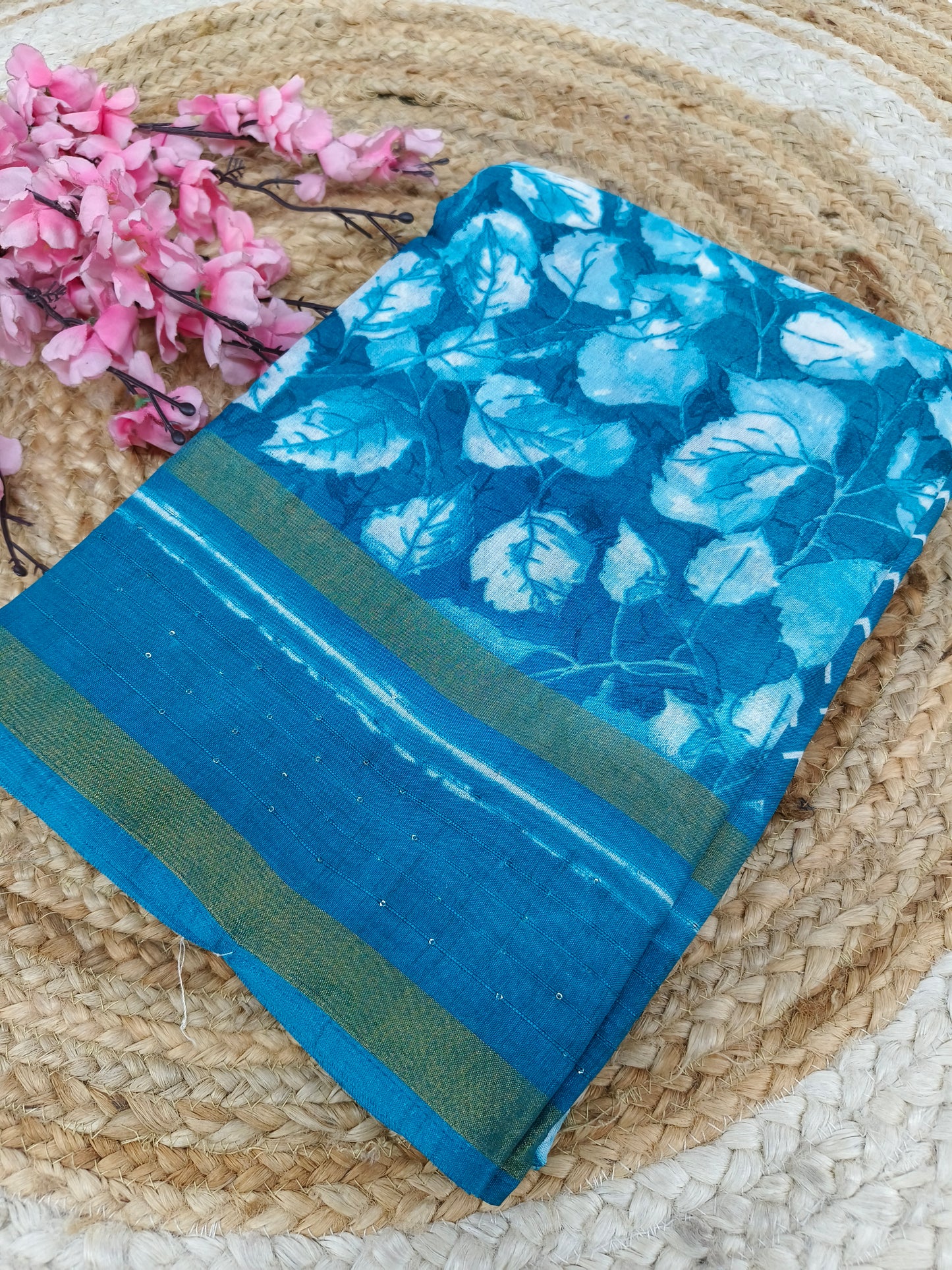 Sky blue sequence saree