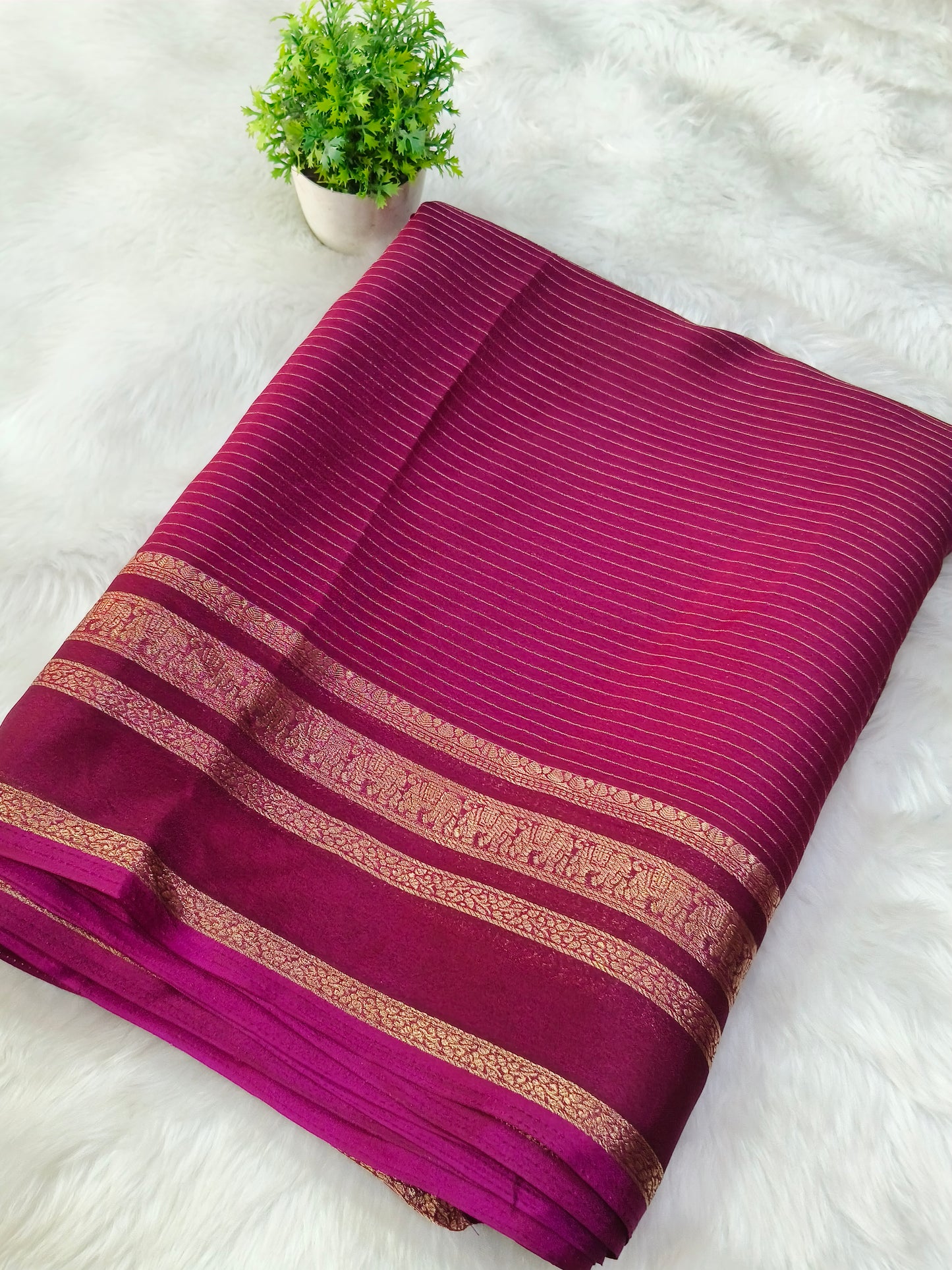 Wine Soft chinon silk saree