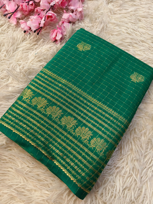 Green semi Mysore silk saree
