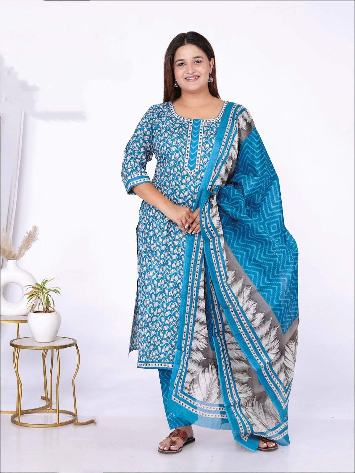 Sky blue Cotton sets with duppata