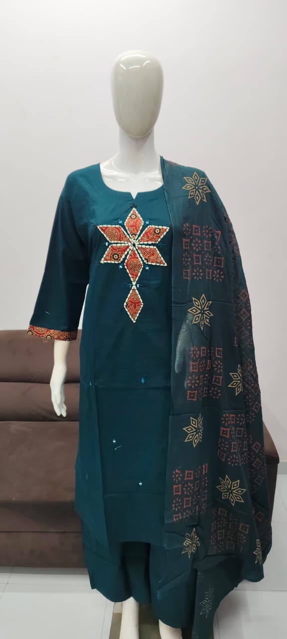 Blue Cotton salwar suit