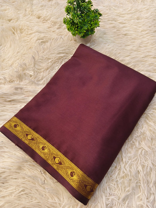 Brown semi Mysore crepe silk saree