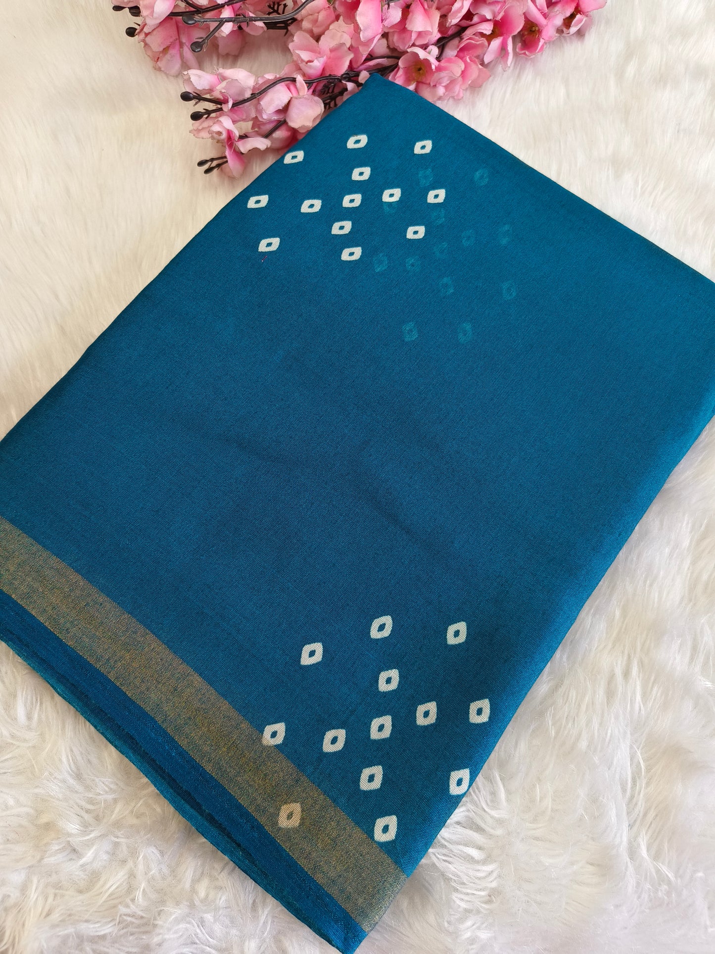 Sky blue Soft Lenin silk saree