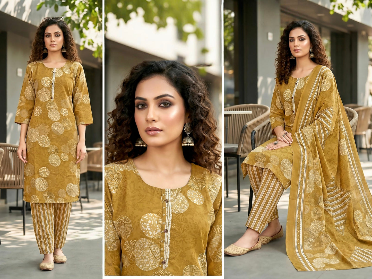 Yellow Cotton sets with duppata