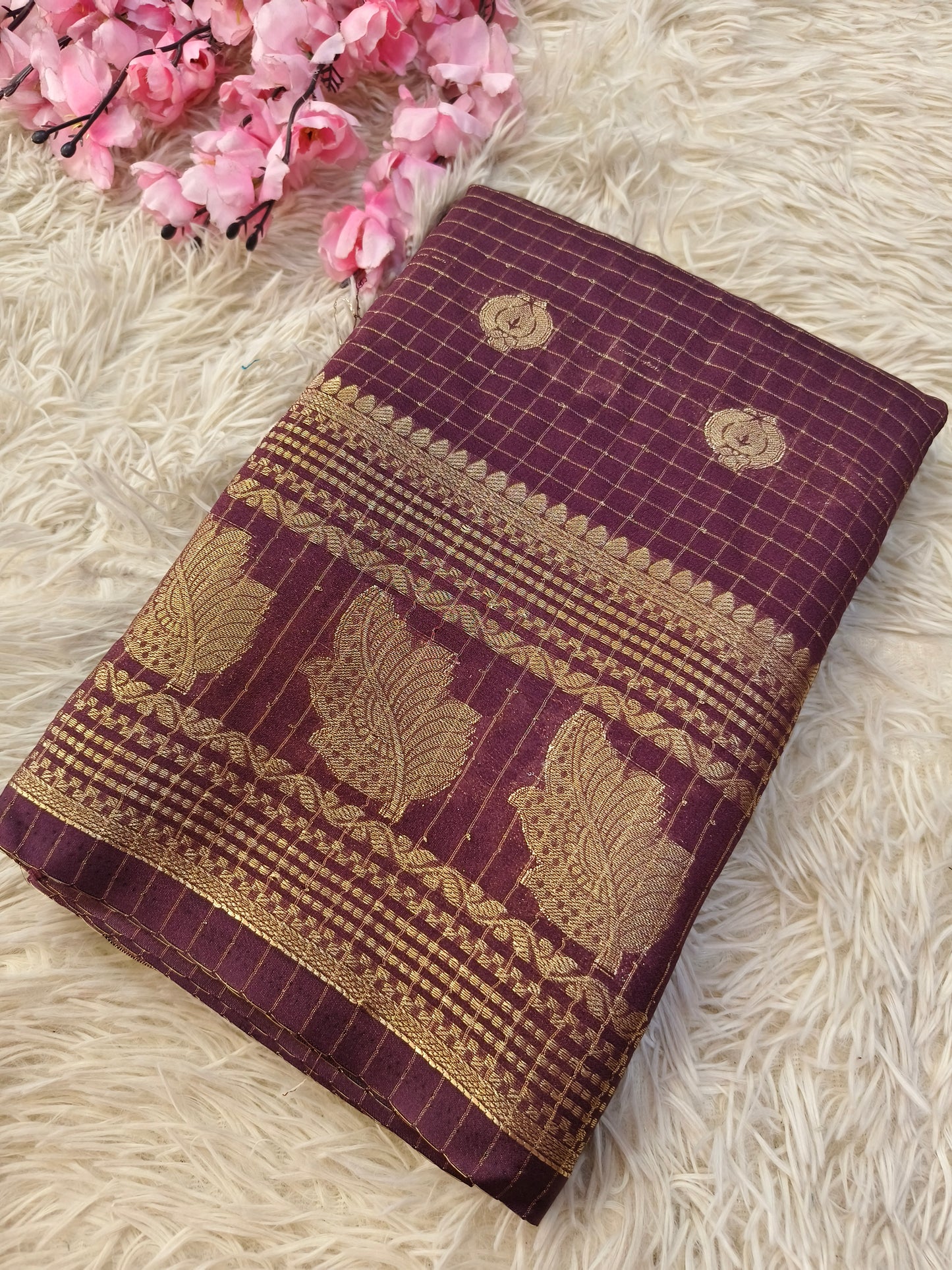 Wine semi Mysore silk saree