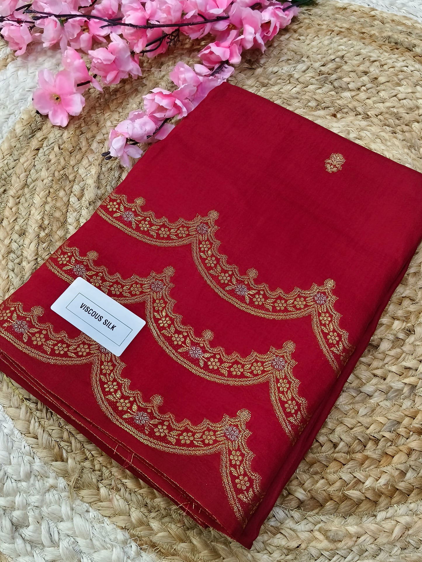 Maroon viscous silk saree