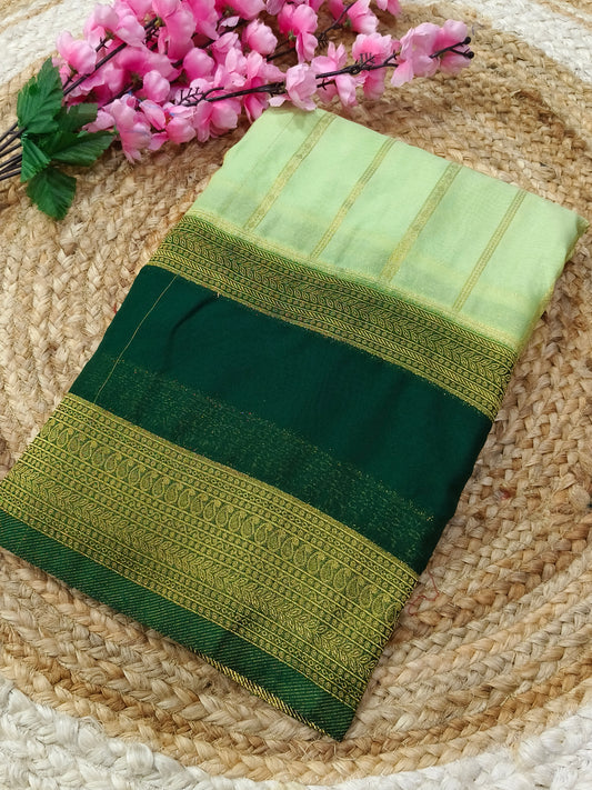 Light green with green semi silk sarees