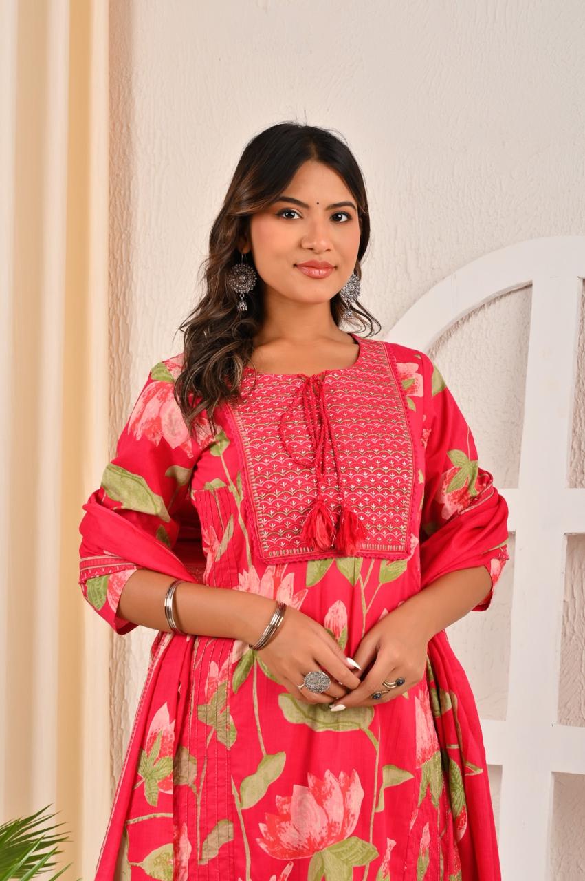 Pink Cotton sets with duppata