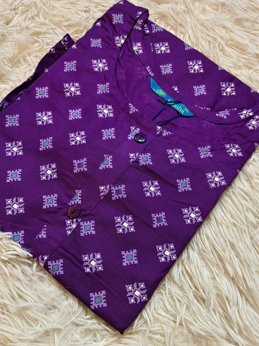 Purple Royan side cut kurti