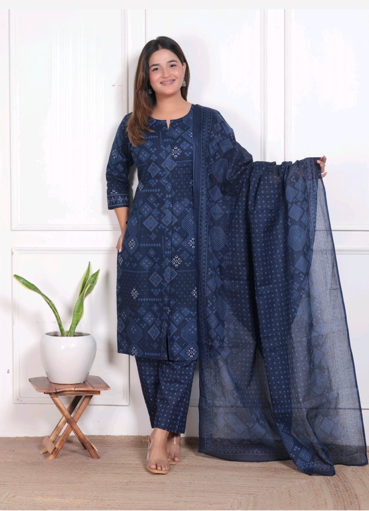 Blue  Aarvi Pure Cotton Suit