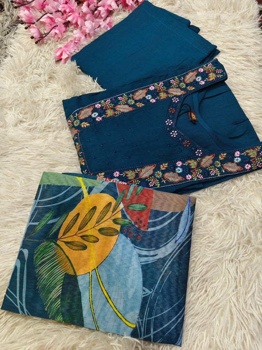 Peacock Blue Elegant Aline designer suits