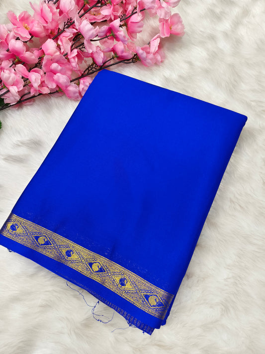 Royal Blue semi Mysore crepe silk saree