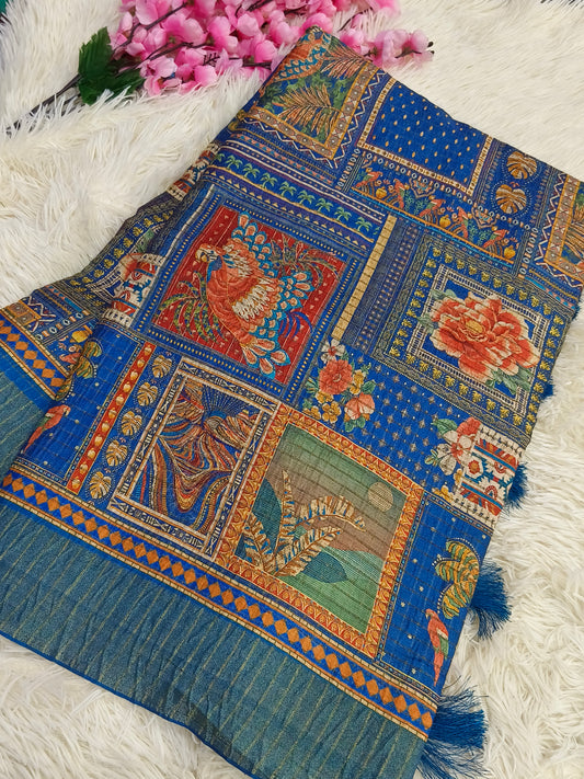 Blue heritage silk saree
