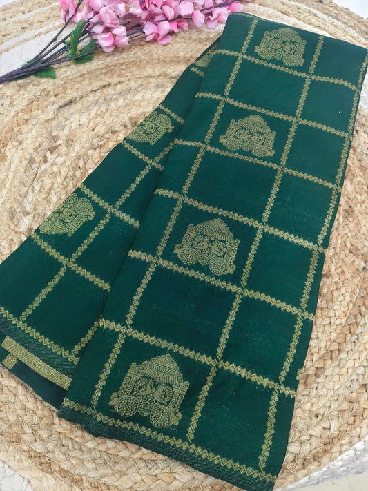 Bottle Green Elegant crape silk saree