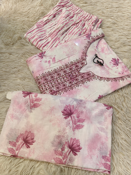 Light Pink Eelgent Pure cotton side cut set