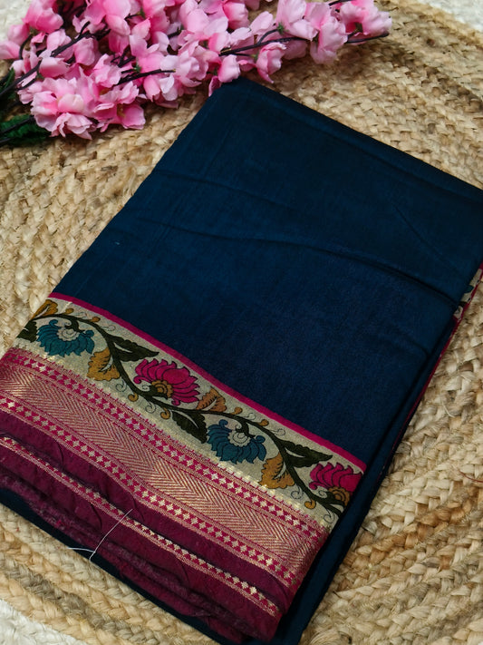 Navy Blue chanderi silk saree