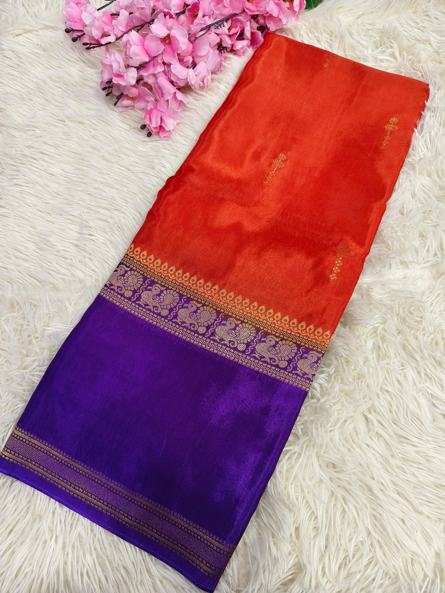 Red with Pink Munga silk saree