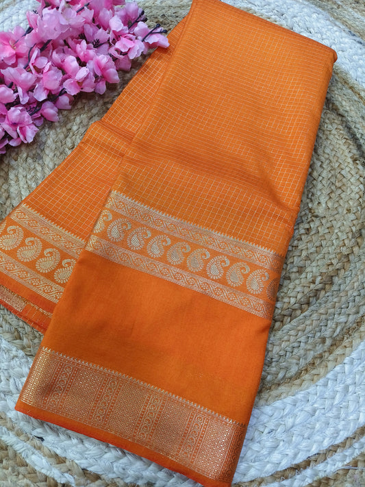 Orange semi silk saree