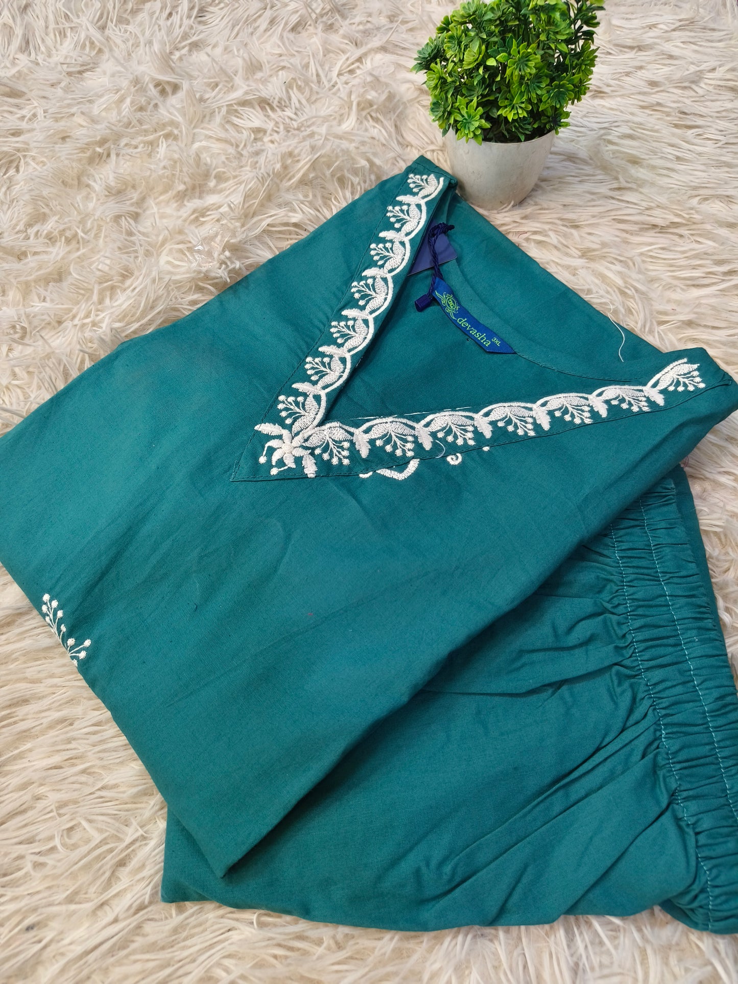 Sky blue pure cotton two piece sets