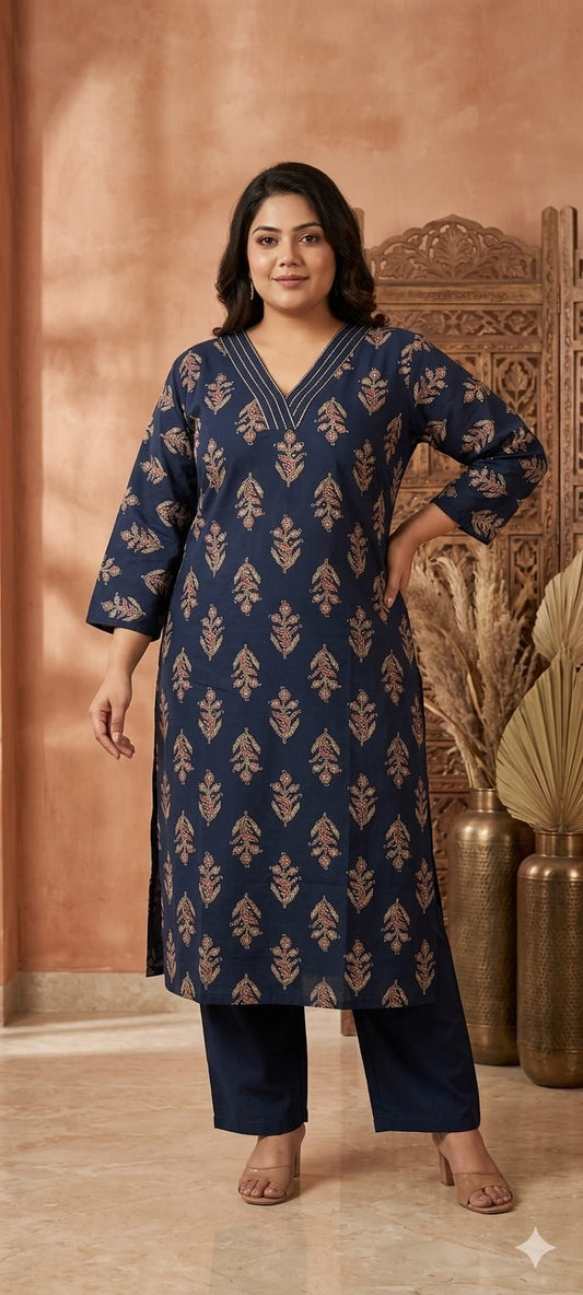 Navy Blue pure cotton cord set