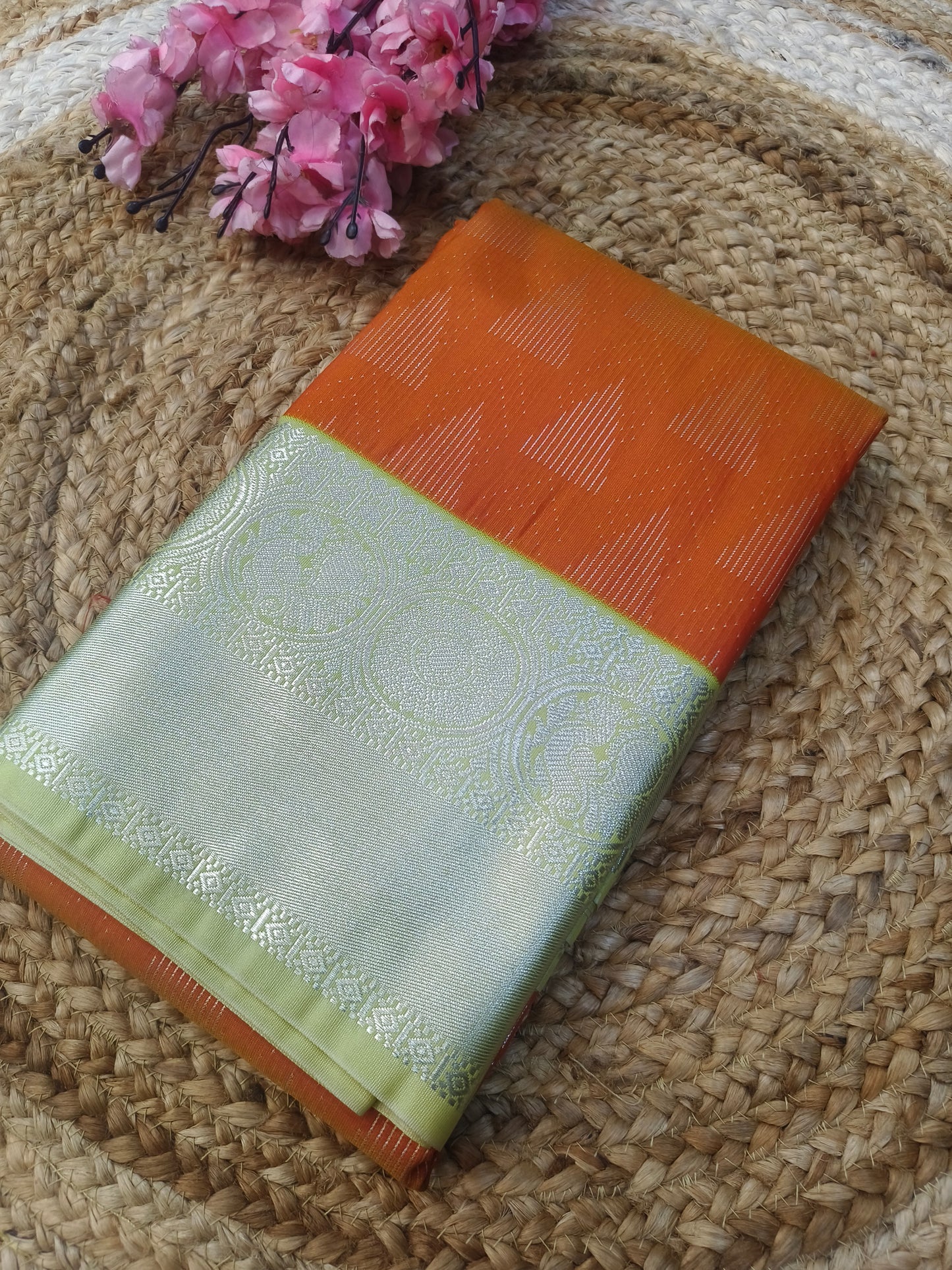 Orange kanjivaram silk saree