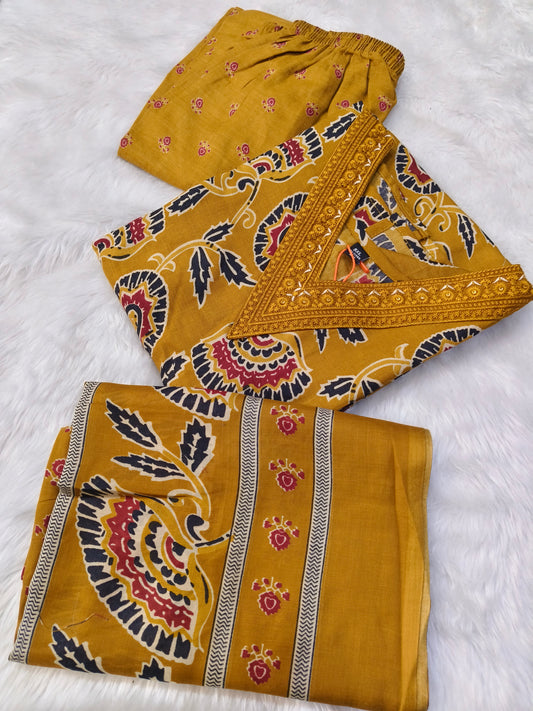 Yellow Cotton sets with duppata