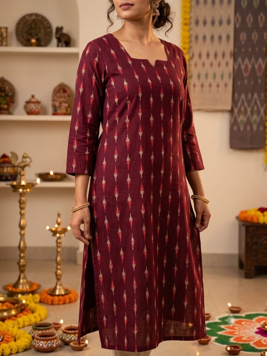 Wine Rayon straight kurta
