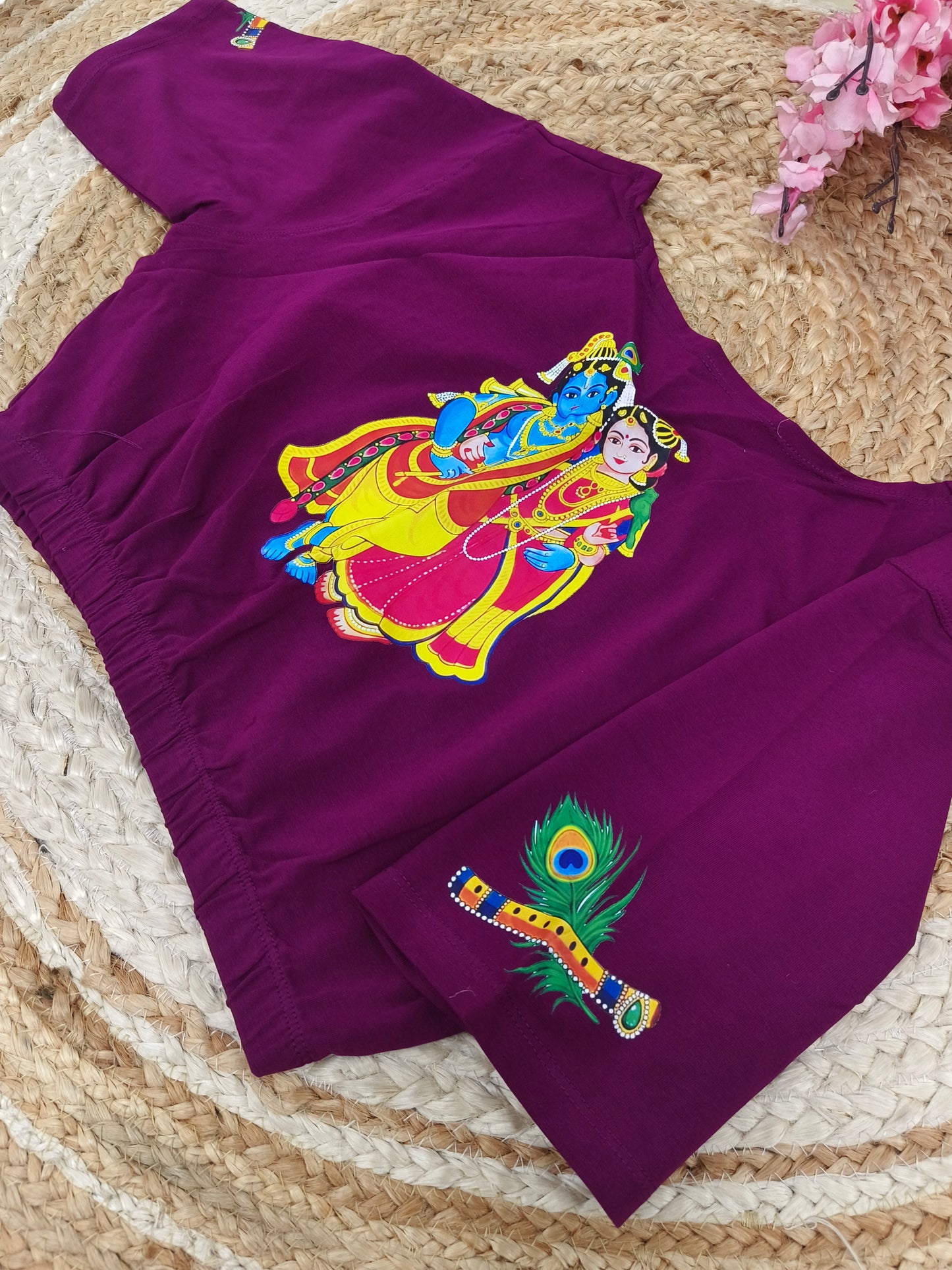 Wine Stretchable blouse with unique printed design