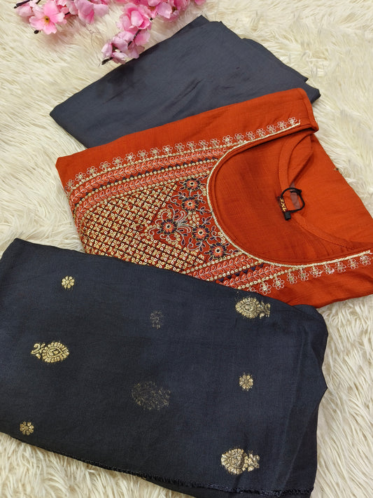 Rustic orange with Grey Eelgent designer suits