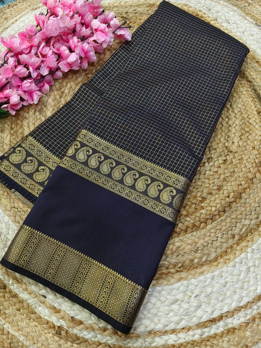 Navy Blue semi silk saree