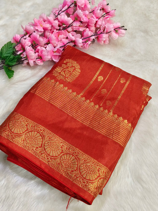 Orange Munga silk saree
