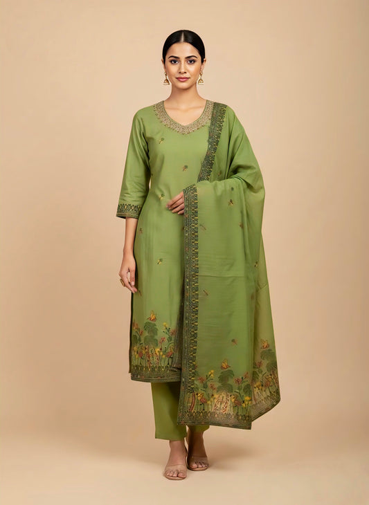 Green designer suits