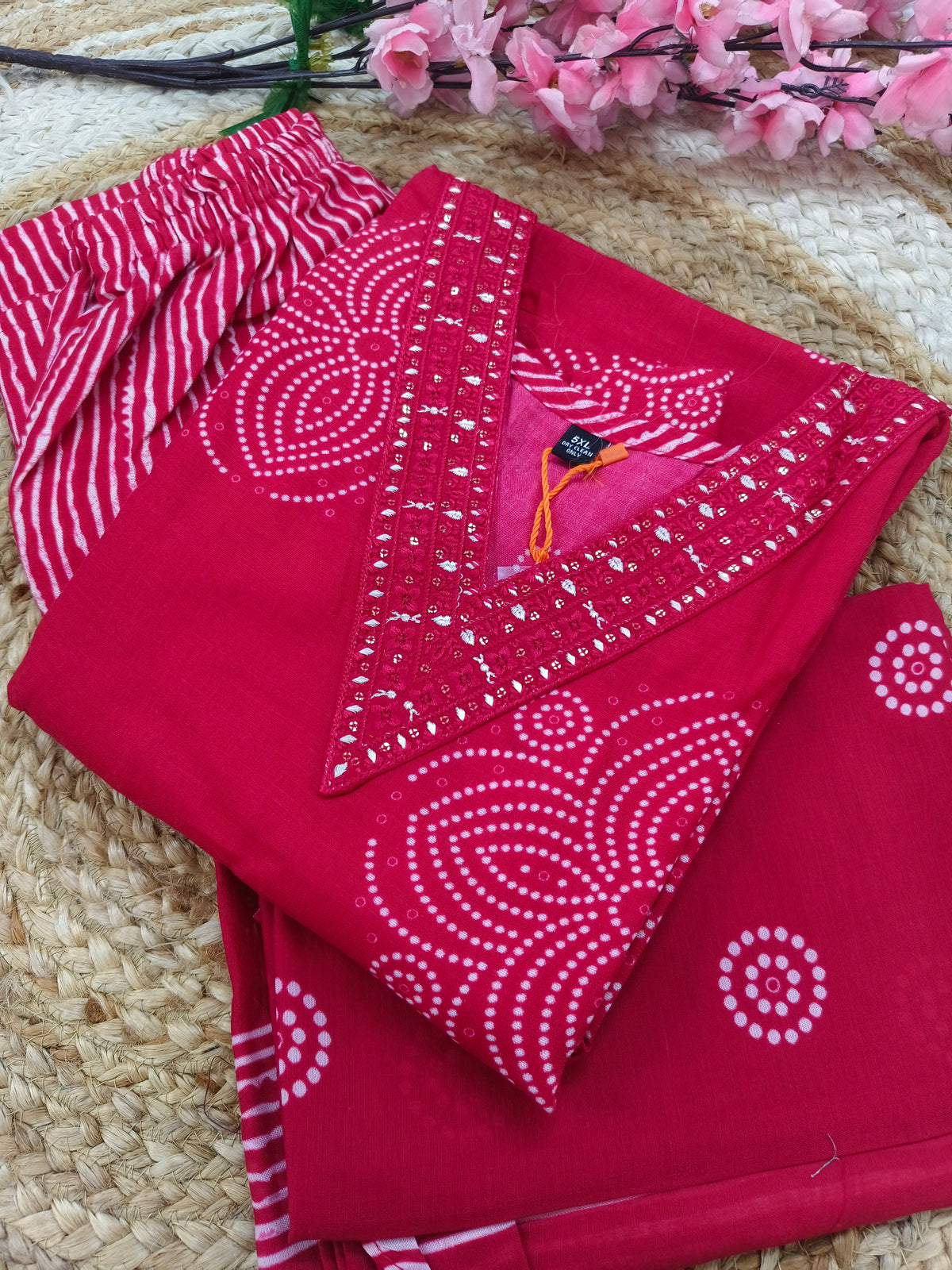 pink Cotton sets with duppatta