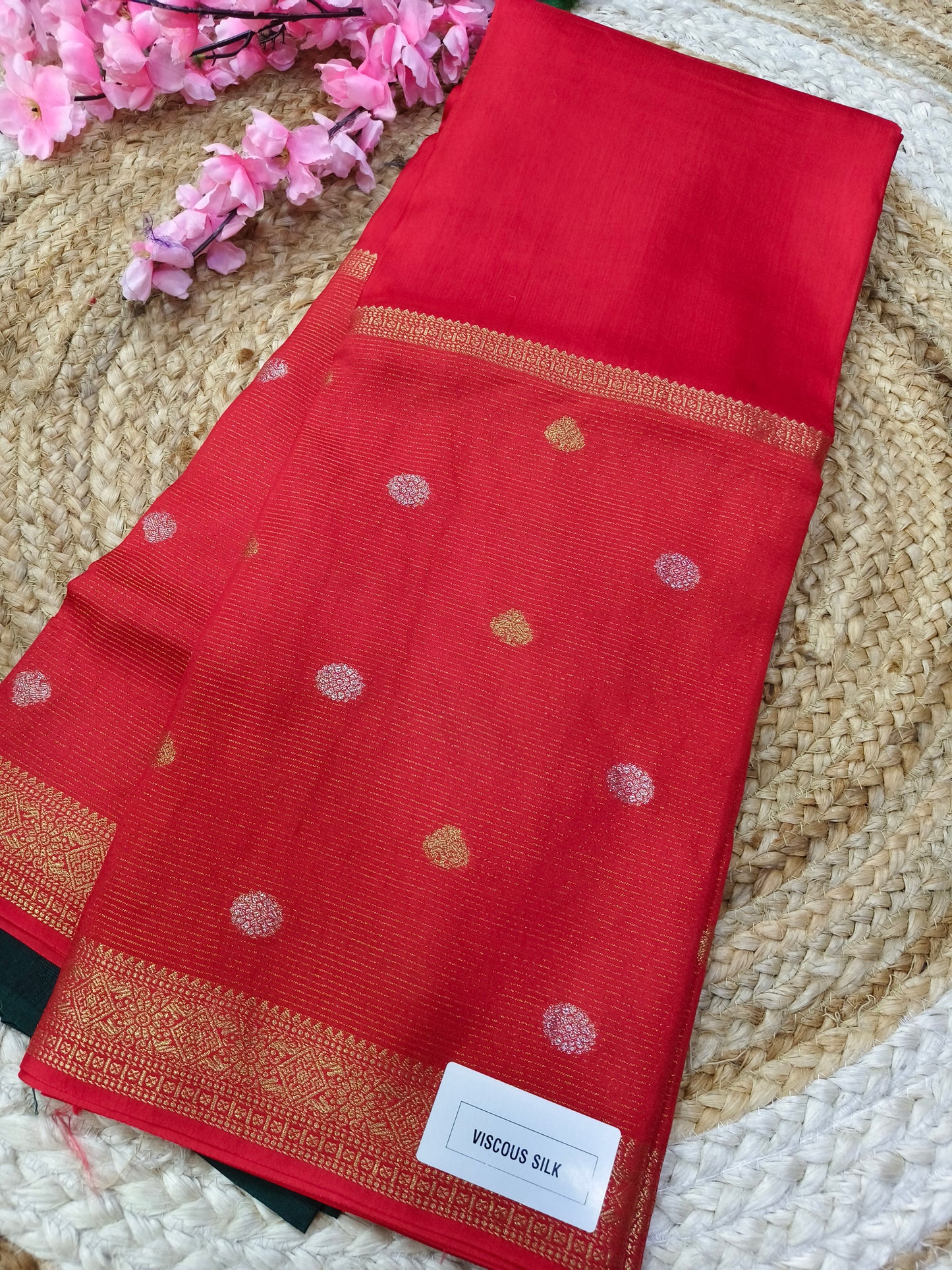 Red Viscous silk saree