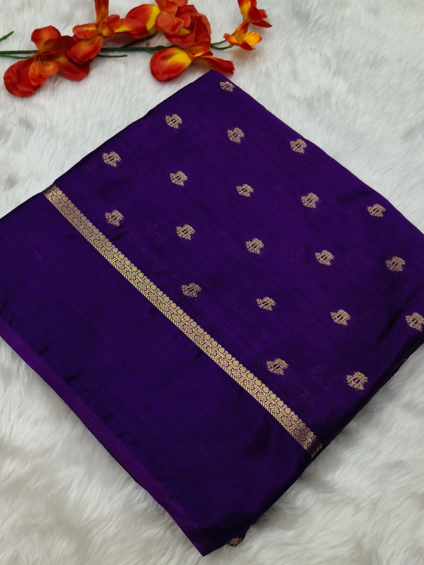 Purple semi silk saree