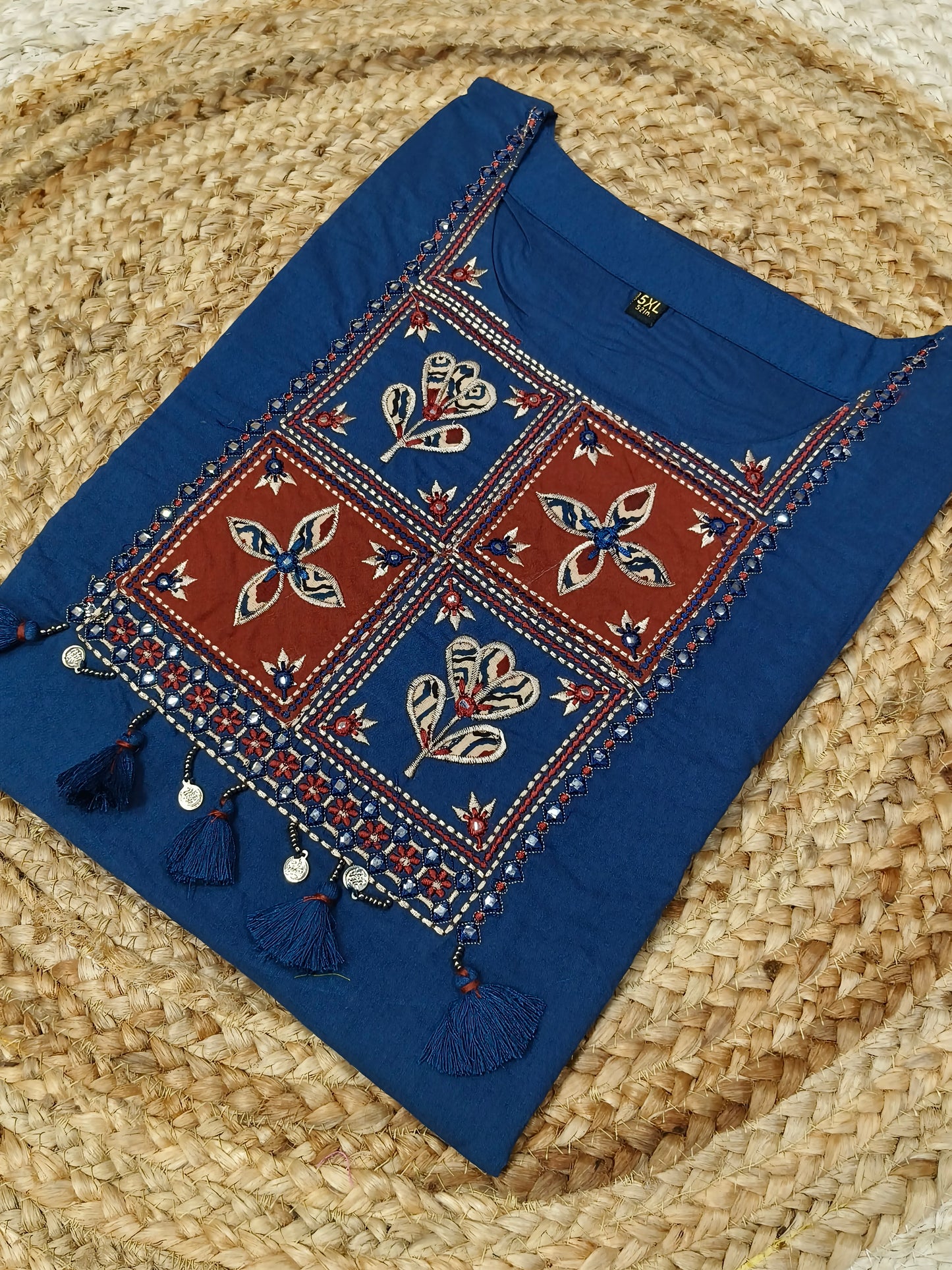 Peacock Blue Cotton short Kurtis