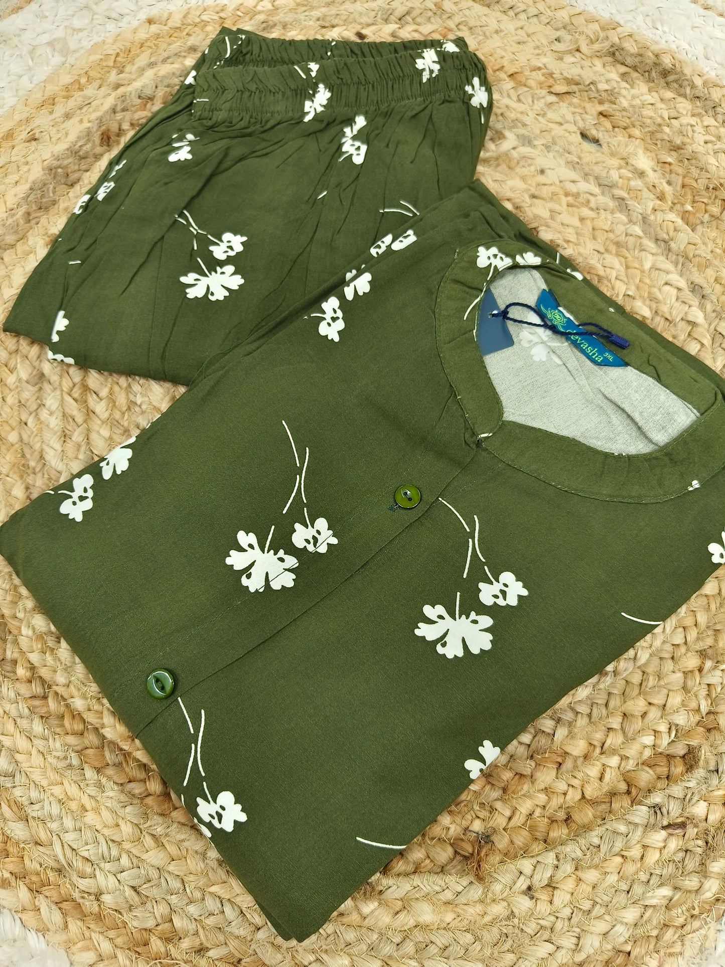 Olive green rayon cord set