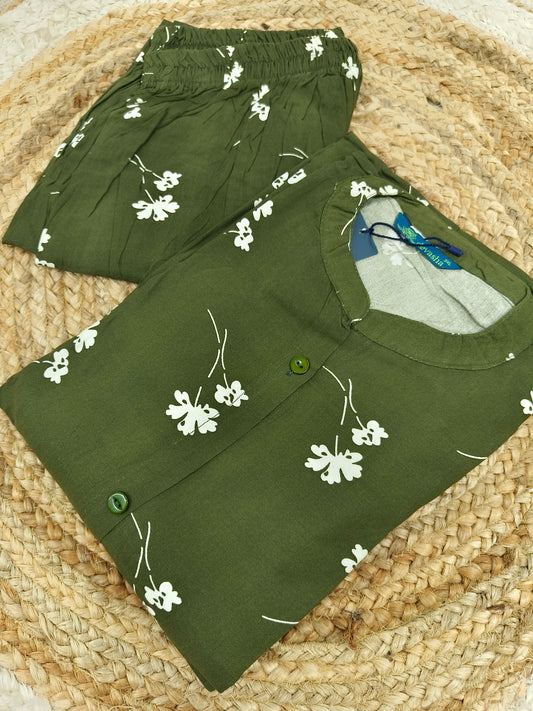 Olive green rayon cord set