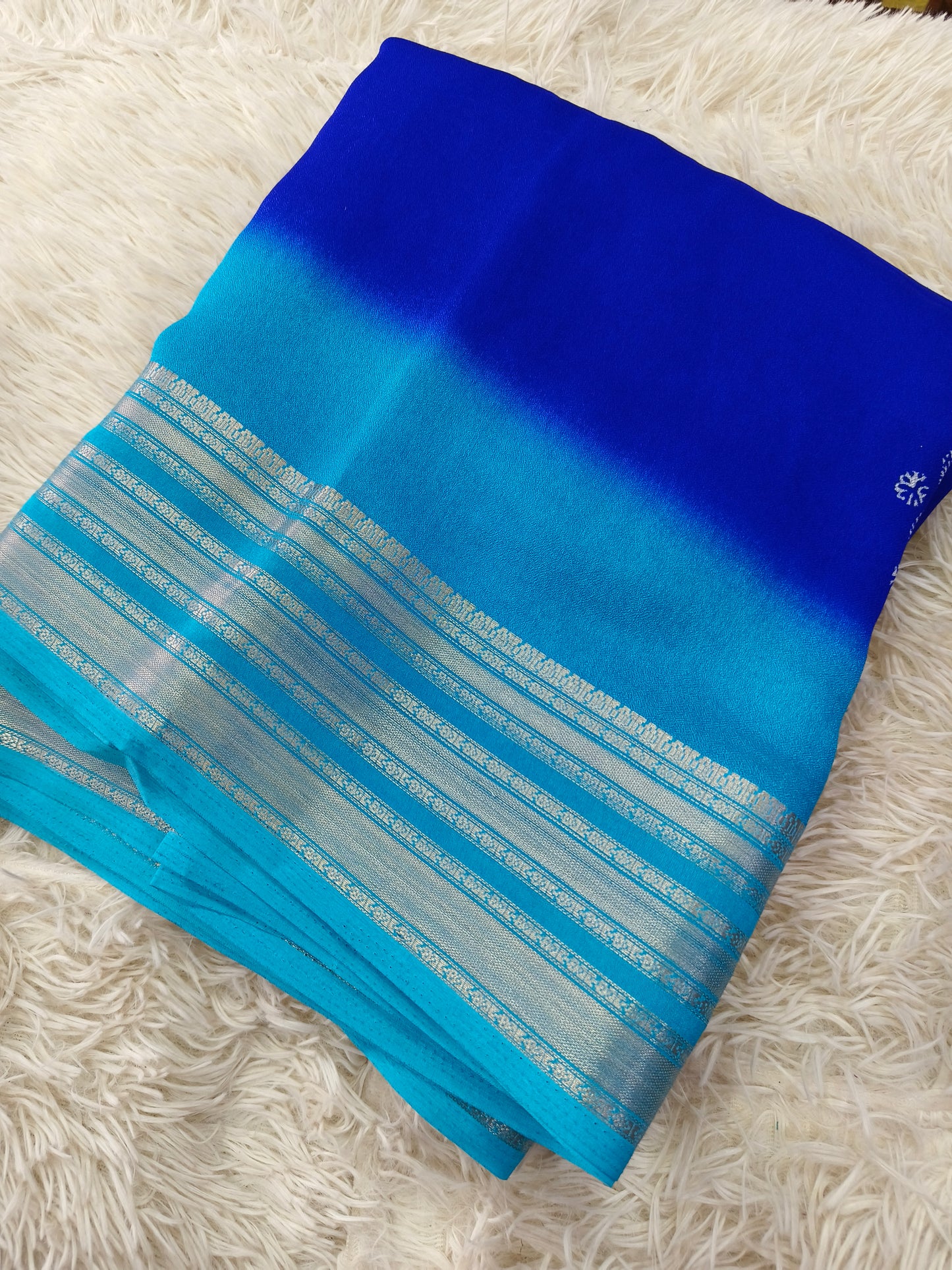 Royal Blue designer Georgette saree