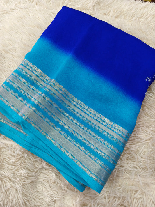 Royal Blue designer Georgette saree